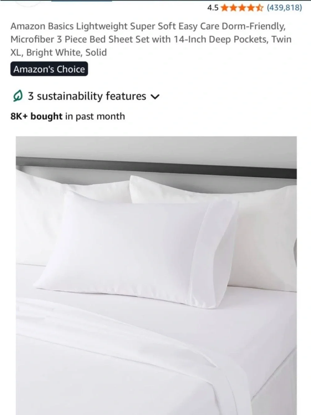Twin XL Bright White Soft Sheet Set - deep pockets perfect for dorm beds - NEW